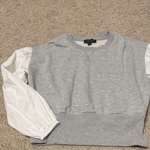 Truth Gray and White Puff Sleeve Top